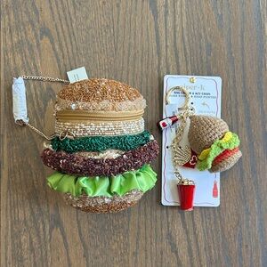 Burger Beaded Bag with Burger Charm! 🍔